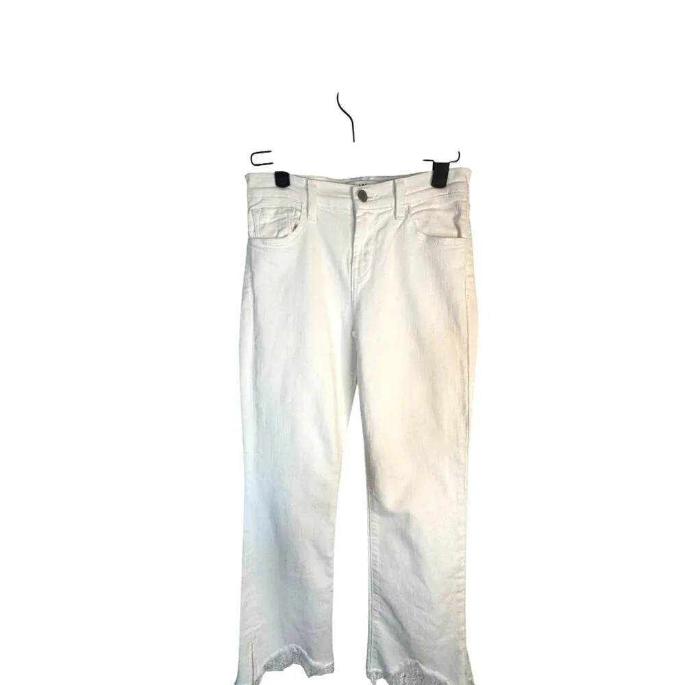 J Brand Selena Size 24 White Cropped Jeans With Lace Hem - Picture 14 of 16